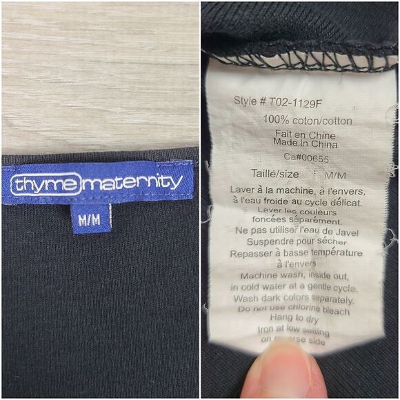 Thyme Maternity Black Scoop Neck Sleeveless T-Shirt Medium - Picture 9 of 13